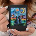 Aja 星月夜に2匹の黒猫 カラフルアート コーヒーマグ 面白い贈り物