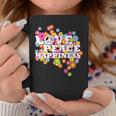 Love Peace Happiness 60年代70年代ヒッピーフラワーパワー コーヒーマグ 面白い贈り物