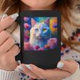 「お花畑のルディ猫」 油絵風ファンタジーアート 綺麗 かわいい オッドアイ リアル コーヒーマグ 面白い贈り物