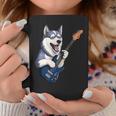エレキギターを弾く面白いシベリアンハスキー犬ミュージシャン コーヒーマグ 面白い贈り物
