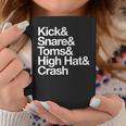 キック&スネア&トムズ&ハイハット&クラッシュドラムセットテキスト コーヒーマグ 面白い贈り物