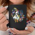 フローラル・ポップ・アート カラフルなパピヨン コーヒーマグ 面白い贈り物