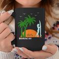 ボラカイ島 ヤシの木 サーフボード 日没 フィリピン ビーチ サーファーガール 東南アジア 島 贈り物 海 お土産 セブ コーヒーマグ 面白い贈り物