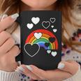 レインボーカラー ホワイト ハート ハート 雨 虹 旗 コーヒーマグ 面白い贈り物