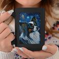 星月夜のパピヨン 絵画 犬 お母さん お父さん コーヒーマグ 面白い贈り物