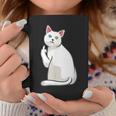 面白い猫 中指 オッドアイドキャット キティ コーヒーマグ 面白い贈り物