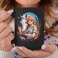 馬のファンのためのアニメガールの象徴的な乗馬デザイン。 コーヒーマグ 面白い贈り物