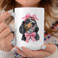 Coquette Bow Coonhound Dog Mom ピンクリボンガール コーヒーマグ 面白い贈り物