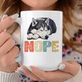 Nope 眠るシベリアンハスキーデザイン 長袖tシャツ コーヒーマグ 面白い贈り物