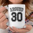 【バックプリント・背中側】Around 30 アラサー（三十歳 30才）ユニフォーム風 30代 誕生日プレゼント 面白 コーヒーマグ 面白い贈り物