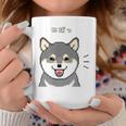 にぱっと笑う黒柴 柴犬のドット絵 コーヒーマグ 面白い贈り物
