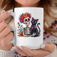 スケルトン ハグ 猫 シュガー スカル Día Los Muertos ハロウィン コーヒーマグ 面白い贈り物