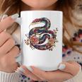 パイソン 蛇 フローラルボール パイソン タトゥーフラワー 蛇好き コーヒーマグ 面白い贈り物