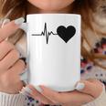 心電図のパターン ハートカラー ブラック コーヒーマグ 面白い贈り物