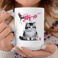 日本の墨絵マンチキン猫 桜 桜アート コーヒーマグ 面白い贈り物