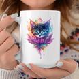 猫 花 カラフル かわいい アート 動物好き グラフィック 猫 コーヒーマグ 面白い贈り物