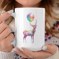 鹿 カラフル モチーフ 抽象 動物 プリント アート 鹿 コーヒーマグ 面白い贈り物
