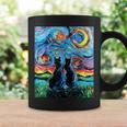 Aja 星月夜に2匹の黒猫 カラフルアート コーヒーマグ ギフトのアイデア