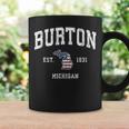 Burton Michigan Mi ヴィンテージ アメリカ国旗 スポーツデザイン コーヒーマグ ギフトのアイデア