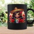 Long Haired Curvy Mexican Chibi Zarape Roses Mexican Pride コーヒーマグ ギフトのアイデア