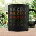 Love Heart Grizzly グランジ ビンテージスタイル ブラック グリズリー コーヒーマグ ギフトのアイデア