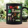 I Love Ireland。手描きアイルランドのランドマーク、旗、地図 コーヒーマグ ギフトのアイデア