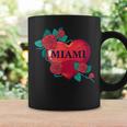 I Love Miami Miami Love Heart & Roses Illustration Graphic コーヒーマグ ギフトのアイデア