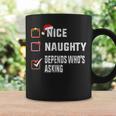 Nice Naughty Depends Who's Asking クリスマスリスト サンタ クリスマス コーヒーマグ ギフトのアイデア