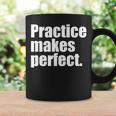 Practice Makes Perfect 継続は力なり 英語 文字入り 格言 黒 他カラー メンズ レディース コーヒーマグ ギフトのアイデア