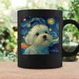 かわいいマルチーズドッグ 星月夜 ヴィンセント・ヴァン・ゴッホ絵画 コーヒーマグ ギフトのアイデア