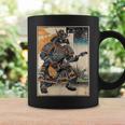 エレキギターを弾く日本の侍猫 浮世墨アート コーヒーマグ ギフトのアイデア