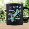 グアム、主要都市、旗、アメリカの観光名所地図 コーヒーマグ ギフトのアイデア