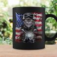 グレー 猫 ねこ バイク 星条旗 アメリカ コーヒーマグ ギフトのアイデア