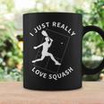 スカッシュプレーヤー I Just Really Lovequash コーヒーマグ ギフトのアイデア