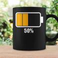 バッテリーハーフ残量50 バッテリーデッドtシャツ バッテリー残量が少ない コーヒーマグ ギフトのアイデア