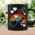 レインボーカラー ホワイト ハート ハート 雨 虹 旗 コーヒーマグ ギフトのアイデア