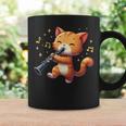 猫好きのためのかわいい猫のデザイン 猫がクラリネットを弾く コーヒーマグ ギフトのアイデア