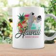 Sunset Beach Hawaii、サーフィンサーフボードレトロ、バックプリント コーヒーマグ ギフトのアイデア