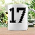 【バックプリント・背中側】17 数字 背番号 ユニフォーム ナンバー【ブラック／黒の文字】スポーツ 野球 サッカー 部活 コーヒーマグ ギフトのアイデア