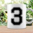 【バックプリント・背中側】3 数字 背番号 ユニフォーム ナンバー【ブラック／黒の文字】スポーツ 野球 サッカー 部活 コーヒーマグ ギフトのアイデア