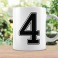 【バックプリント・背中側】4 数字 背番号 ユニフォーム ナンバー【ブラック／黒の文字】スポーツ 野球 サッカー 部活 コーヒーマグ ギフトのアイデア