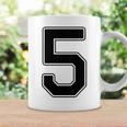 【バックプリント・背中側】5 数字 背番号 ユニフォーム ナンバー【ブラック／黒の文字】スポーツ 野球 サッカー 部活 コーヒーマグ ギフトのアイデア