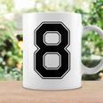 【バックプリント・背中側】8 数字 背番号 ユニフォーム ナンバー【ブラック／黒 の文字】スポーツ 練習着 部活 コーヒーマグ ギフトのアイデア