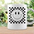 イエロー スマイル フェイスシャツ かわいい チェック柄 スマイル ハッピー コーヒーマグ ギフトのアイデア