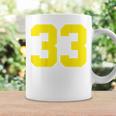 イエローナンバー33 背面 スポーツチーム ジャージ番号 コーヒーマグ ギフトのアイデア