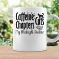 カフェイン猫・章 マイミッドナイトルーチン ナイトキャット フクロウ 長袖tシャツ コーヒーマグ ギフトのアイデア