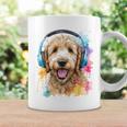 ゴールデンドゥードル、ヘッドフォン、犬、動物プリント コーヒーマグ ギフトのアイデア
