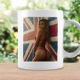 セクシーガールグラフィックtシャツ 「ホットピンナップガール&イギリスの旗」 長袖tシャツ コーヒーマグ ギフトのアイデア