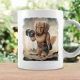 ダックスフンド 犬 筋トレ ウェイトリフティング ダンベル付き コーヒーマグ ギフトのアイデア