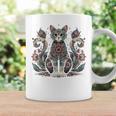 マンダラデザインのかわいい猫の曼荼羅。 長袖tシャツ コーヒーマグ ギフトのアイデア